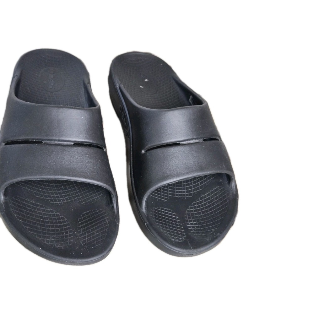 Oofos Ooahh‎ Slide Sandals Men's Size 10 Black Beach Pool Vacation Water Shoe